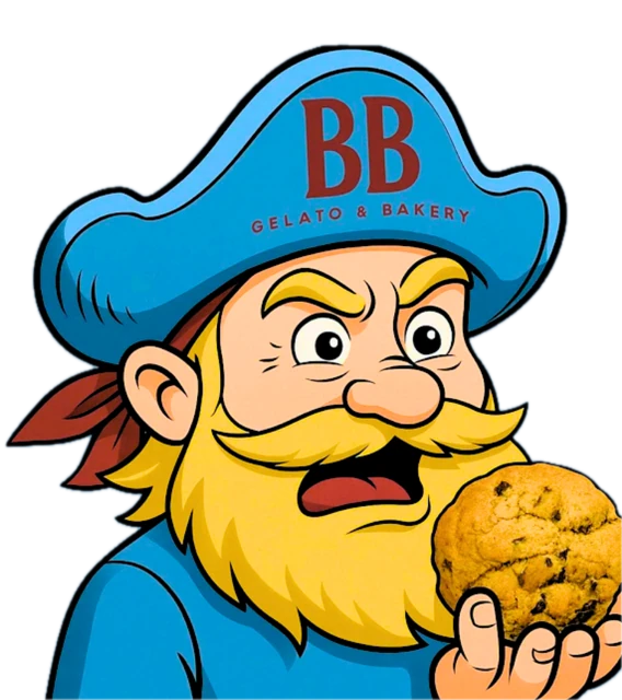 Billy, il pirata di Billy Bones, con un cookie in mano